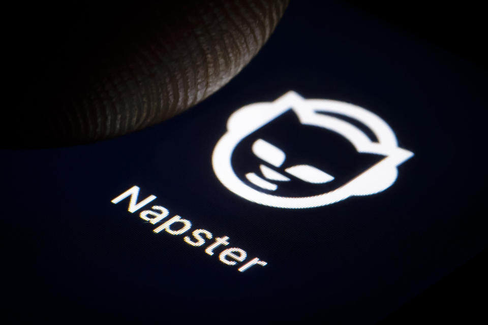 BERLIN, GERMANY - JANUARY 16: In this photo illustration the logo of the  online music store Napster is displayed on a smartphone on January 16, 2019 in Berlin, Germany. (Photo by Thomas Trutschel/Photothek via Getty Images)