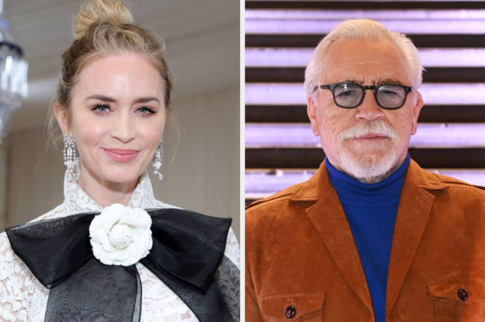 Emily Blunt on the left and Brian Cox on the right