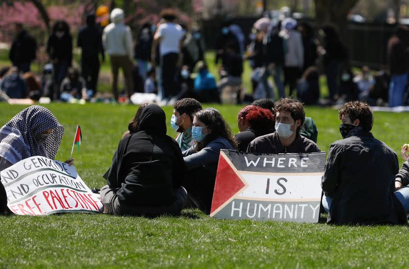 Protest encampment in support of Palestinians at Northwestern University campus