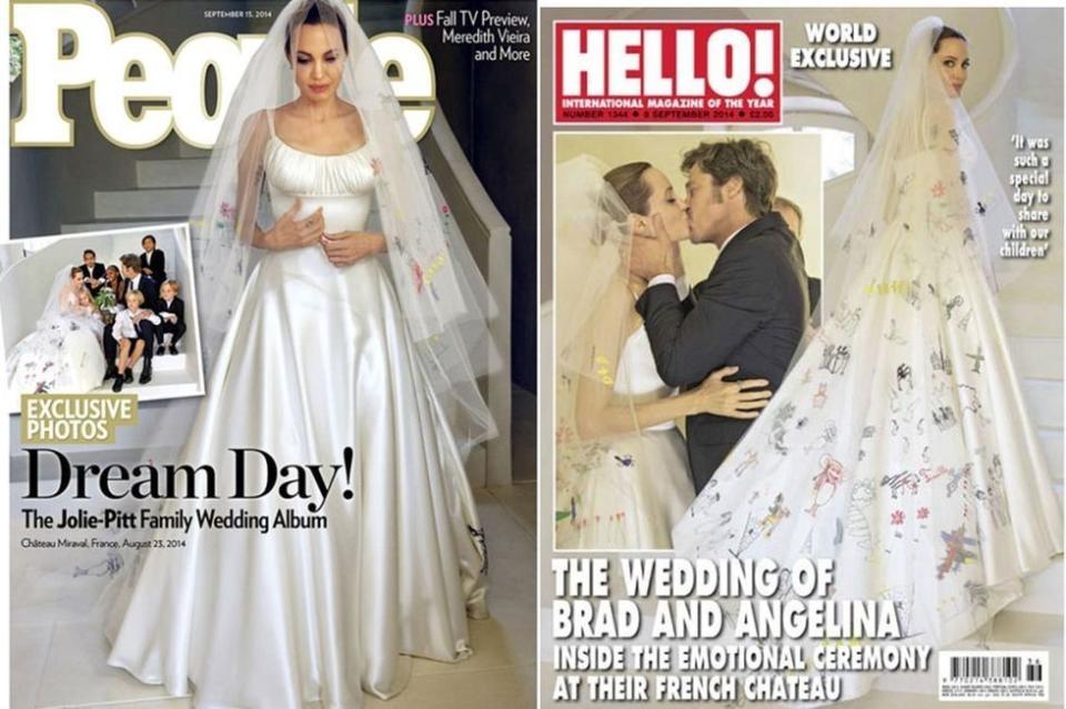 <p>Brad Pitt and Angeline Jolie <a href="http://people.com/celebrity/angelina-jolie-and-brad-pitt-divorce-a-look-back-at-their-wedding/" rel="nofollow noopener" target="_blank" data-ylk="slk:married;elm:context_link;itc:0;sec:content-canvas" class="link ">married</a> in a ceremony at the Chateau Miraval, the family's estate in France. The wedding was attended by 20 guests and involved all of their six children. Jolie filed for divorce in 2016. </p>