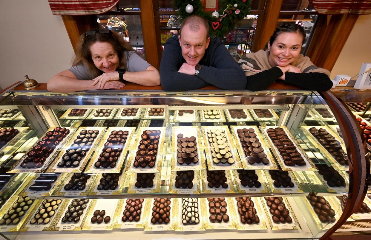 From left, Hebert's Candy Mansion's Rachel Ingham, director of retail operations, Paul Smith, VP of operations, and Sandra Rosales, director of food safety and quality.