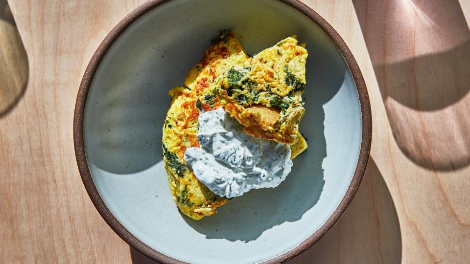 Spanish Frittata with Herby Yogurt and Greens