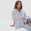 <p><strong>Everlane</strong></p><p>everlane.com</p><p><strong>$80.00</strong></p><p><a href="https://go.redirectingat.com?id=74968X1596630&url=https%3A%2F%2Fwww.everlane.com%2Fproducts%2Fwomens-boxy-oxford-black-white-stripe&sref=https%3A%2F%2Fwww.cosmopolitan.com%2Fstyle-beauty%2Ffashion%2Fg40818355%2Foversize-button-down-shirts%2F" rel="nofollow noopener" target="_blank" data-ylk="slk:Shop Now;elm:context_link;itc:0;sec:content-canvas" class="link ">Shop Now</a></p><p>While most oversized button downs are also quite long, this one is cut comfortably wide, but hits above the hips for a cool, boxy shape. There's a wide variety of colors to choose from, but personally, this classic blue and white stripe just really does it for me. </p>