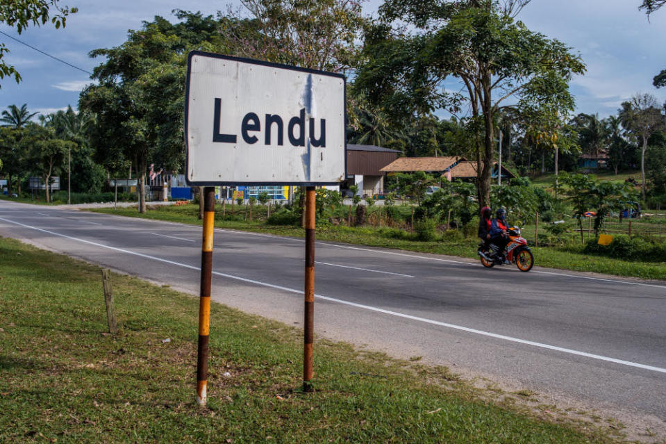 A signboard of Lendu in Melaka November 8, 2021. — Picture by Shafwan Zaidon