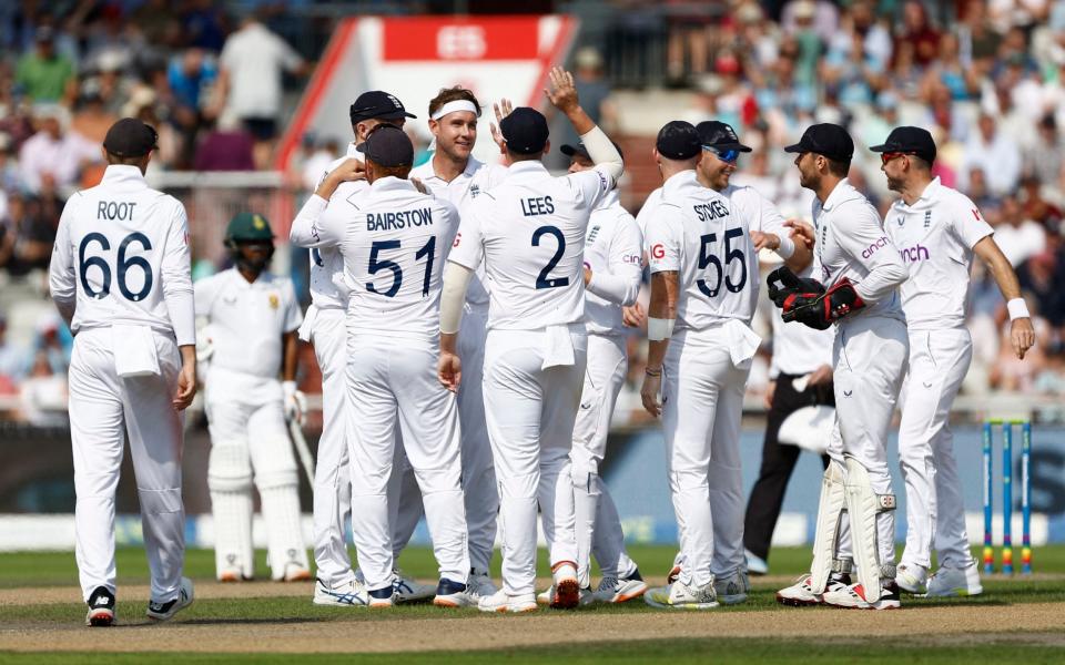 England celebrate the wicket of Aiden Markram - Jason Cairnduff/Action Images via Reuters