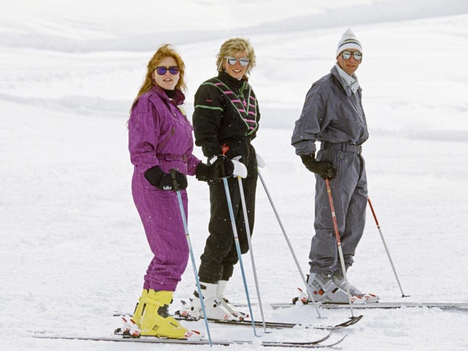 Sarah Ferguson, Princess Diana, Prince Charles in Klosters, Switzerland