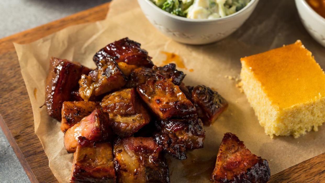 homemade smoked burnt ends bbq with sauce