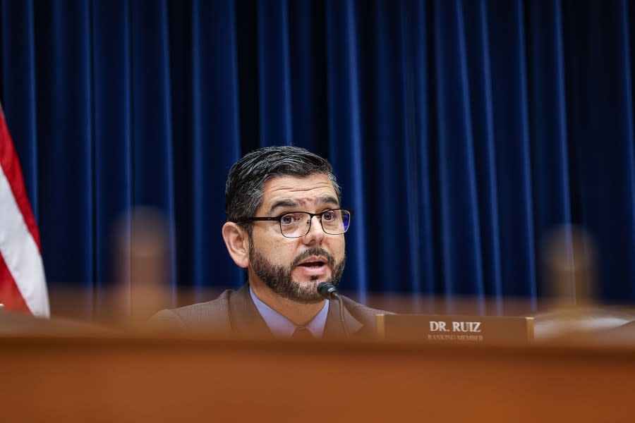 Rep. Raul Ruiz, a Democrat from California and ranking member of the House Select Subcommittee on the Coronavirus Pandemic, speaks during a hearing in Washington, D.C., June 3, 2024. Republican lawmakers grilled Dr. Anthony Fauci over alleged misconduct that occurred during his time leading the National Institute of Allergy and Infectious Diseases (NIAID) during his first public congressional testimony in two years. (Valerie Plesch, Bloomberg via Getty Images)