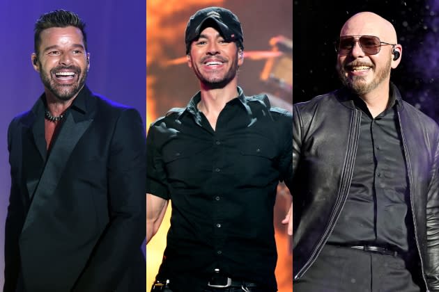 RickyMartinEnriqueIglesiasPitbullTour - Credit: Clint Spalding/amfAR/Getty Images;  Tim Mosenfelder/Getty Images;  Slaven Vlasic/Getty Images/ iHeartRadio