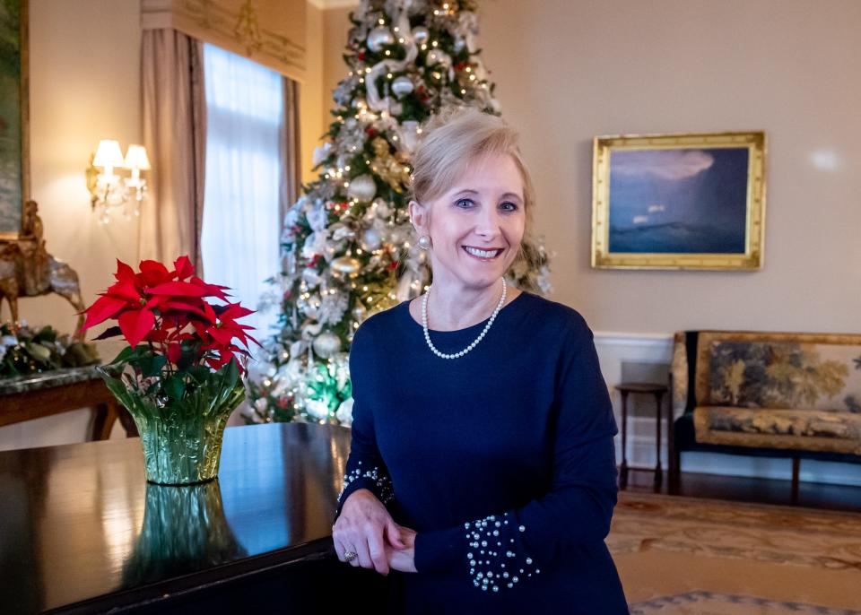 First Lady Donna Edwards provides tour of the Christmas decorations at the Louisiana Governors Mansion in Baton Rouge, LA.  Wednesday, Dec. 8, 2021.