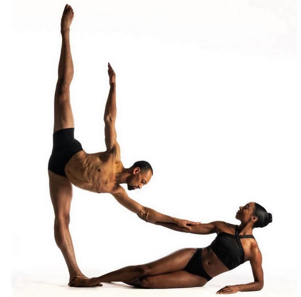 De’Anthony Vaughan performs a dance with Sierra Jones while dancing with the Dallas Black Dance Theatre.