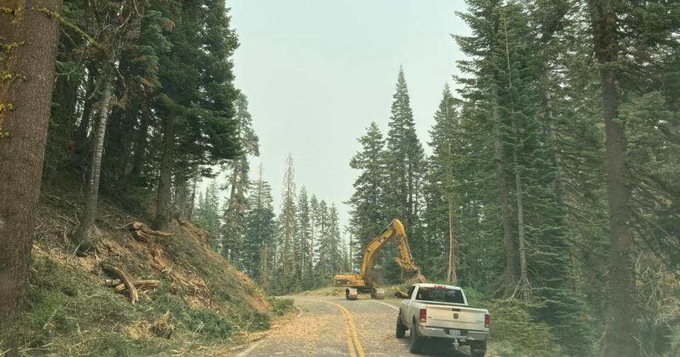 Lassen Volcanic National Park posted this photo Friday, Aug. 13, 2021 of the type of heavy equipment being used to cut fire lines to control the massive Dixie Fire.