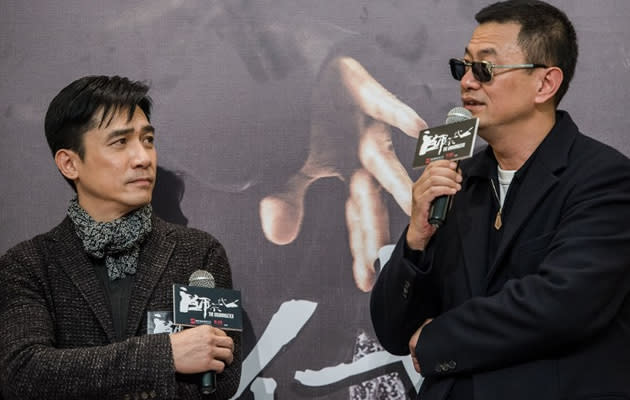 Leung and Wong speaking at a press conference for The Grandmaster (AFP Images)