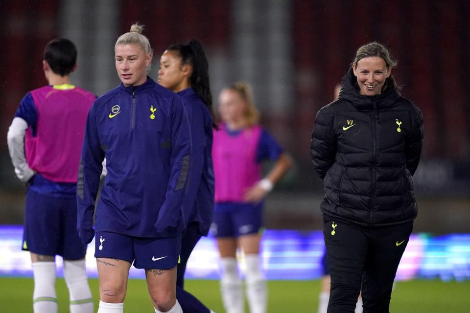 Tottenham interim manager Vicky Jepson, right, has backed Bethany England to make the Lionesses’ World Cup squad (John Walton/PA) (PA Wire)