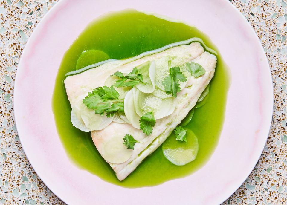 Steamed Mackerel with Green Chile Dashi