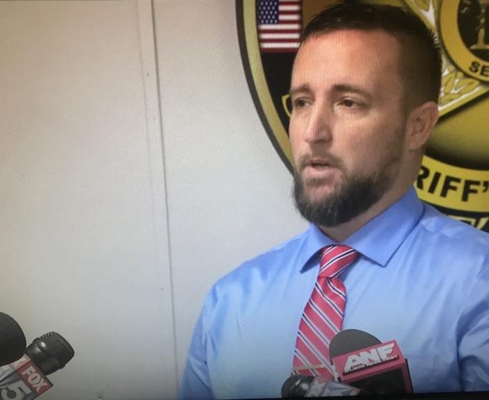 Habersham County Sheriff's Investigator George Cason speaks at a news conference held Friday as an update in the Debbie Collier homicide investigation.