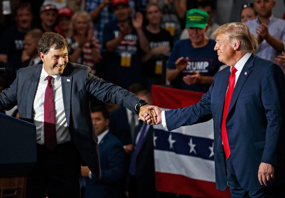 Ohio Rep. Troy Balderson with President Donald Trump on Aug. 4, 2018.