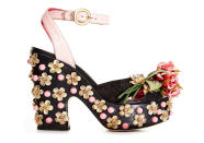 <p>Dolce & Gabbana Rose Embellished Platform Sandals, $2,564, <a rel="nofollow noopener" href="http://www.matchesfashion.com/us/products/Dolce-%26-Gabbana-Rose-embellished-platform-sandals-1025829#" target="_blank" data-ylk="slk:matchesfashion.com;elm:context_link;itc:0;sec:content-canvas" class="link ">matchesfashion.com</a></p>