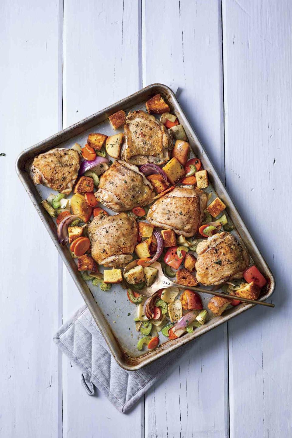 Sheet Pan Chicken with Dressing