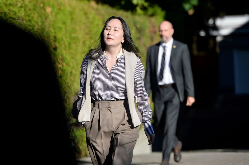 FILE PHOTO: Huawei Technologies Chief Financial Officer Meng Wanzhou leaves her home to attend a court hearing in Vancouver