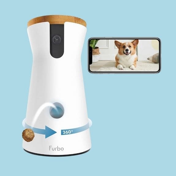 Specifically made with pets (and pet parents) in mind, the Furbo camera allows you to live stream video day or night thanks to night vision and a 160-degree wide-angle view. It features two-way audio and a barking sensor. It also has treat-tossing capabilities that furry friends will surely appreciate.You can buy the Furbo dog camera from Amazon for around $210.