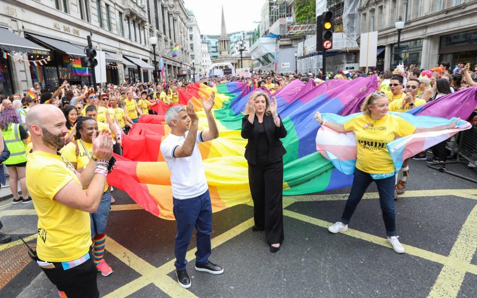 Defence Secretary Penny Mordaunt during the  Pride in London 2019 parade. July 06, 2019. - Getty Images Europe