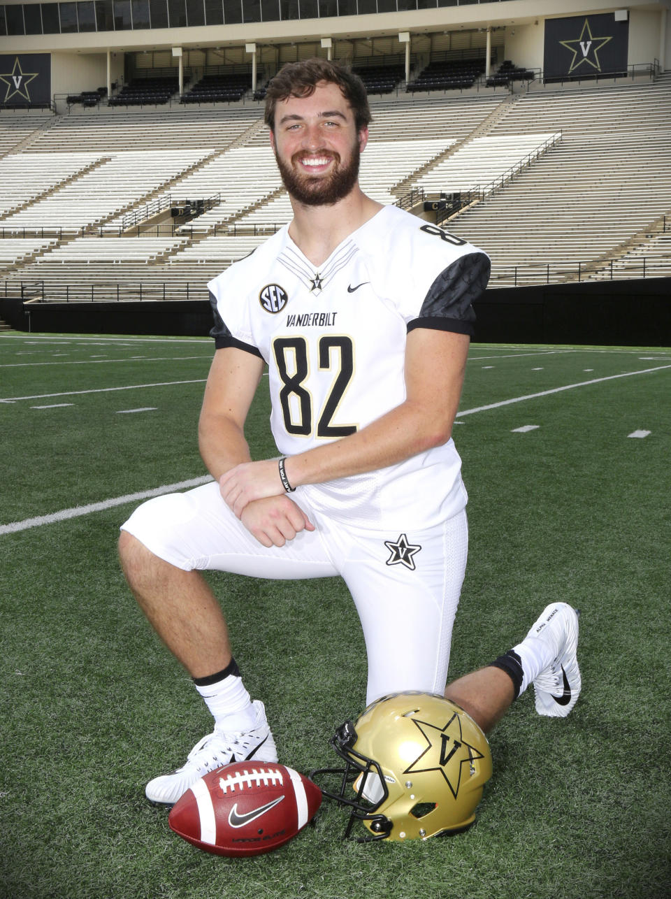 This photo provided by Vanderbilt University shows Vanderbilt tight end Turner Cockrell. Cockrell, 21, died Thursday, Nov. 29, 2018, at home after battling cancer for more than a year. (Vanderbilt University via AP)