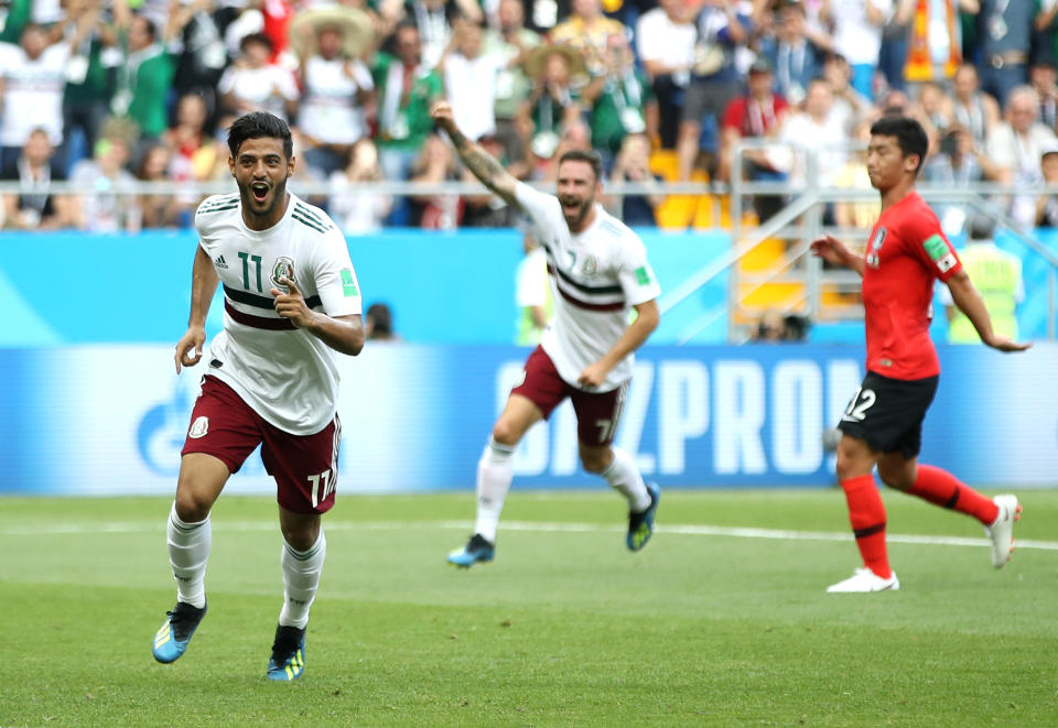 Emotional moment: Vela opened the scoring – days after the death of his grandfather