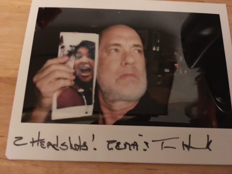 Hanks... posed for a selfie, with a selfie - Credit: Imgur