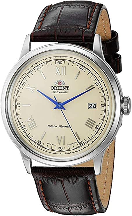 orient bambino watch tan leather