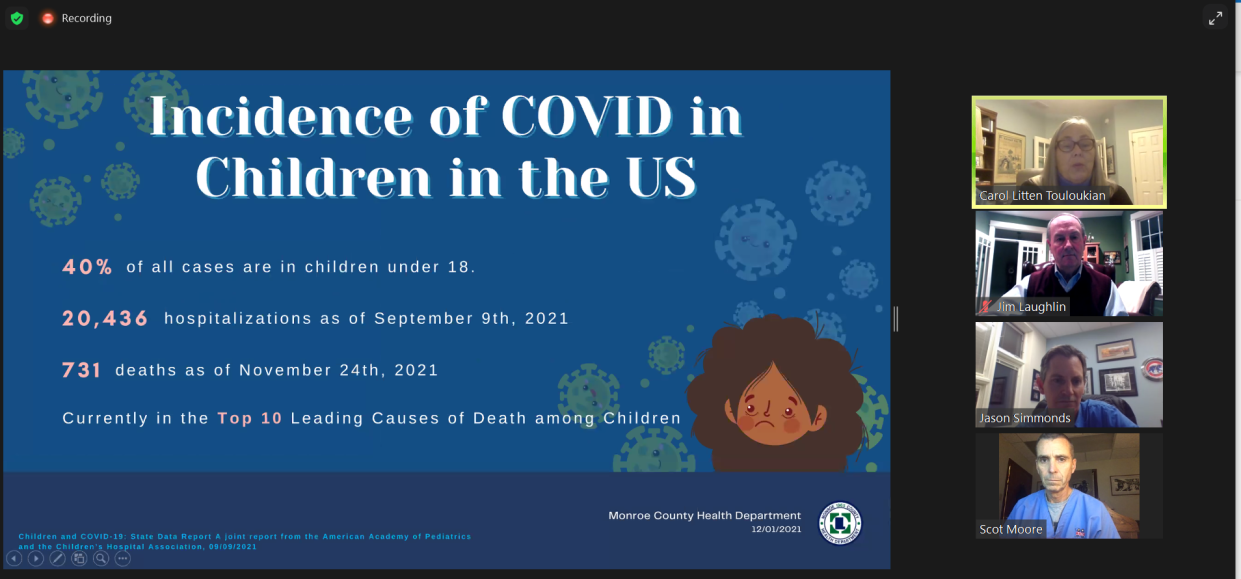 On Wednesday, Monroe County Board of Health member and retired pediatrician Dr. Carol Litten Touloukian hosted a town hall with local pediatricians to deliver national statistics related to COVID-19's impact on children.