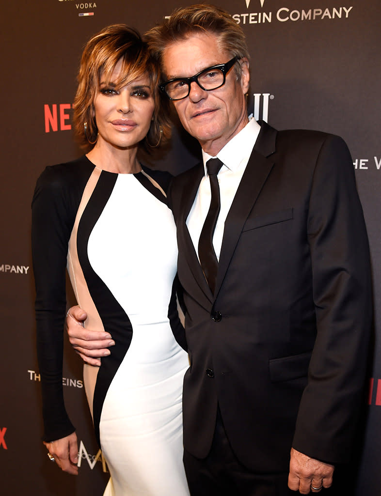 Lisa Rinna and Harry Hamlin, pictured here in January, are celebrating their 20th wedding anniversary. (Photo: Kevin Mazur/Getty Images for The Weinstein Company)