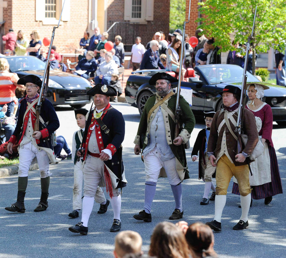 A Revolutionary War reenactment group marches in a previous Dover Days parade. This year's parade will be Saturday, May 4 at 9 a.m. on State Street from Pennsylvania Avenue to Loockerman Street.