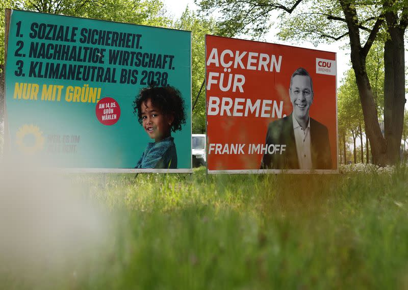 FILE PHOTO: Election campaign posters ahead of the city-state of Bremen parliamentary elections