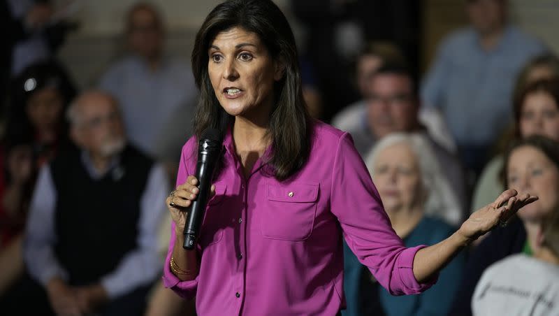 Republican presidential candidate Nikki Haley speaks during a town hall campaign event, Wednesday, May 17, 2023, in Ankeny, Iowa.