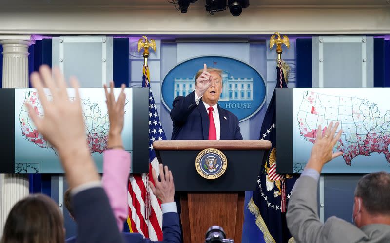 U.S. President Trump hosts coronavirus response task force briefing at the White House in Washington