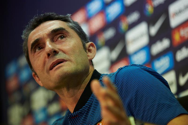 El entrenador del FC Barcelona, Ernesto Valverde, durante una rueda de prensa. / Foto: EFE