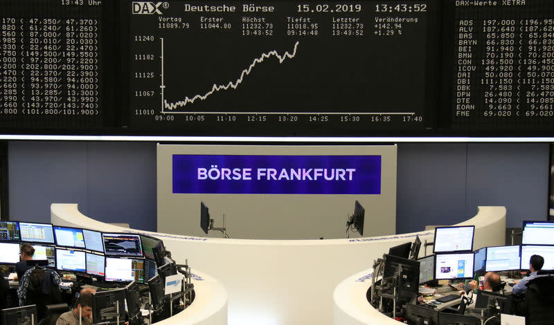 The German share price index DAX graph is pictured at the stock exchange in Frankfurt, Germany, February 15, 2019. REUTERS/Staff