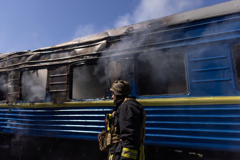 Aftermath of a Russian military strikes in Kherson