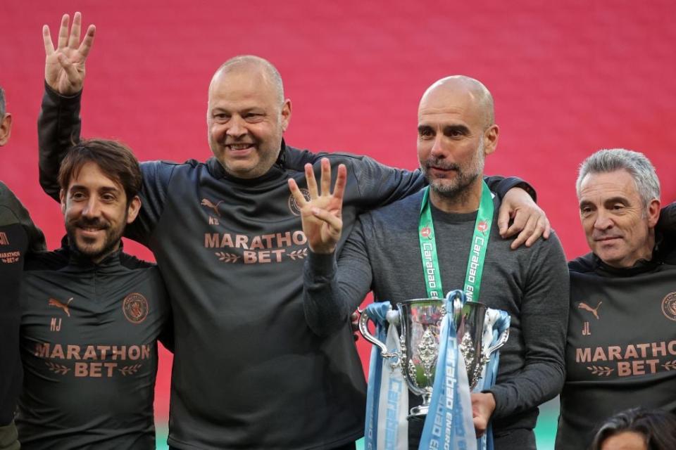 <p>Pep Guardiola won his 30th  major title of an illustrious career</p> (POOL/AFP via Getty Images)