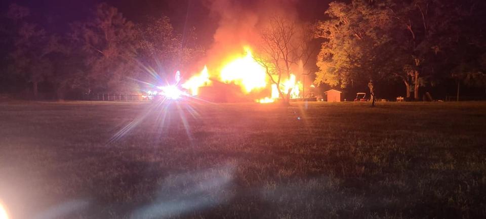 Flames engulfed Steve and Beth Brant's home on Old River Road in Baker on April 11. A fundraiser is being organized for June 18 at Gum Creek Lodge to help the couple recover.