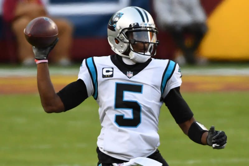 Teddy Bridgewater started 15 games in 2020 as quarterback of the Carolina Panthers. File Photo by Kevin Dietsch/UPI