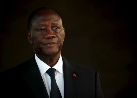 Ivory Coast's President Alassane Ouattara attends a news conference at the presidential palace in Abidjan, Ivory Coast, March 15, 2016. REUTERS/Luc Gnago