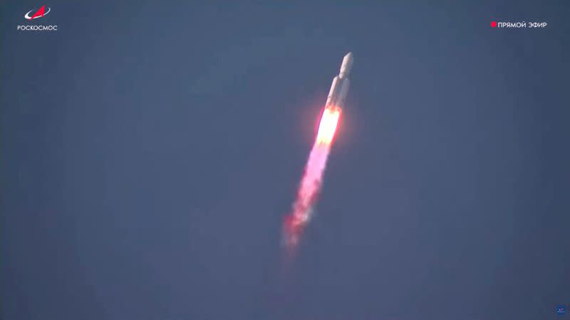 Angara-A5 rocket blasts off from its launchpad at the Vostochny Cosmodrome