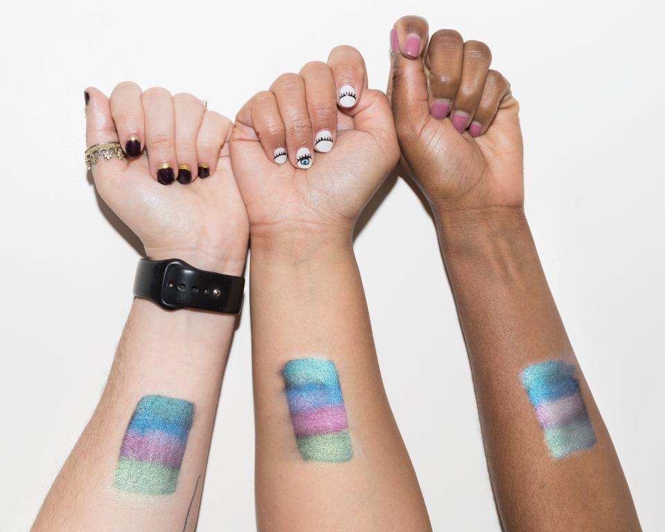 See the Kat Von D Alchemist Holographic Palette Swatched on 3 Skin Tones