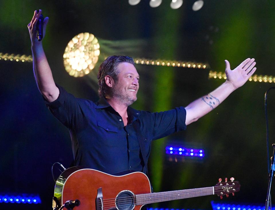 Blake Shelton performs at the 2018 CMA Music Fest Friday, June 8, 2018, at Nissan Stadium in Nashville, Tenn.