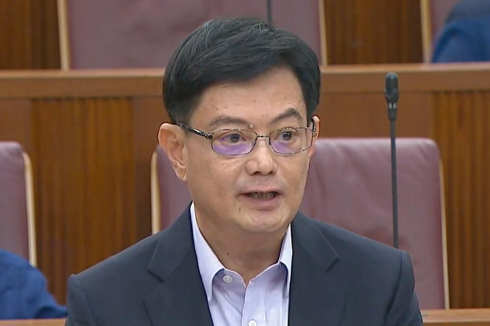 Deputy Prime Minister and Finance Minister Heng Swee Keat delivering his Budget 2021 speech in Parliament on Tuesday (16 February). (PHOTO: YouTube screengrab)