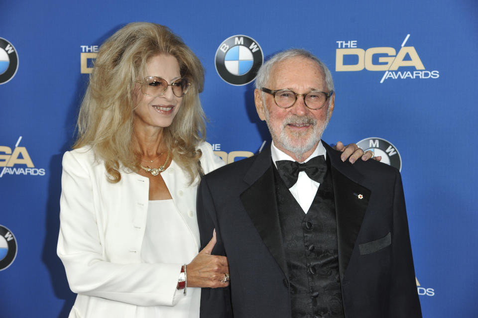 FILE - Lynne St. David, left, and Norman Jewison arrive at 66th Annual DGA Awards Dinner in Los Angeles on Jan. 25, 2014. Jewison, a three-time Oscar nominee who in 1999 received an Academy Award for lifetime achievement, died “peacefully” Saturday, Jan. 20, 2024, according to publicist Jeff Sanderson. He was 97. (Photo by Richard Shotwell Invision/AP, File)