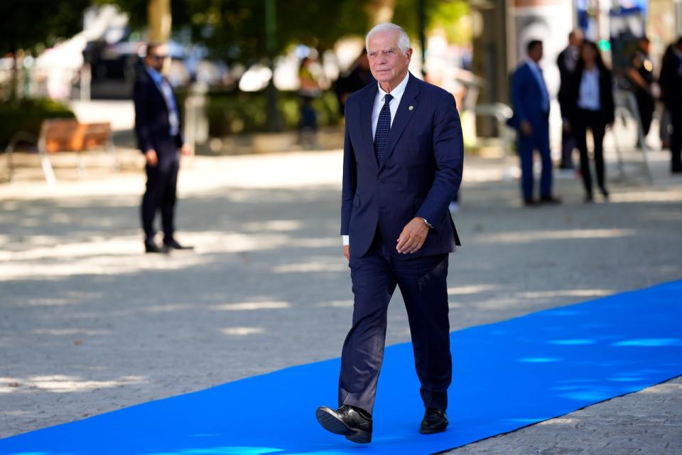 European Union foreign policy chief Josep Borrell arrives at the Europe Summit in Granada, Spain, Thursday, Oct. 5, 2023. Some 50 European leaders are gathering in southern Spain's Granada on Thursday to stress that they stand by Ukraine, at a time when Western resolve appears somewhat weakened. Ukrainian President Volodymyr Zelenskyy will be there to hear it.