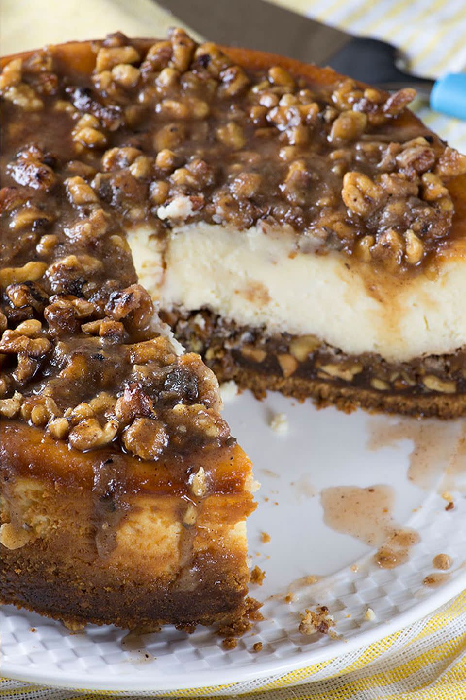 <p>This decadent cheesecake topped with chopped pecans and a thick sweet sauce makes a perfect autumn dessert. </p><p><strong>Get the recipe at <a rel="nofollow noopener" href="http://omgchocolatedesserts.com/pecan-pie-cheesecake/" target="_blank" data-ylk="slk:OMG Chocolate Desserts;elm:context_link;itc:0;sec:content-canvas" class="link ">OMG Chocolate Desserts</a>. </strong></p><p><strong>Tools you'll need: </strong>Portmeirion Cake Plate ($29, <a rel="nofollow noopener" href="https://www.amazon.com/Portmeirion-Sophie-Conran-White-Footed/dp/B000QDRXMY" target="_blank" data-ylk="slk:amazon.com;elm:context_link;itc:0;sec:content-canvas" class="link ">amazon.com</a>)<br></p>